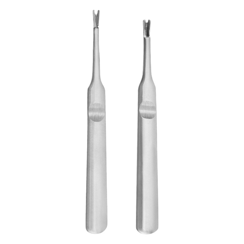 in stock Stainless Steel Dead Leather Fork Nail Tool Full Sanding Dead Skin Push Deep V-shaped Exfoliating and Barbed V-shaped Leather Fork
