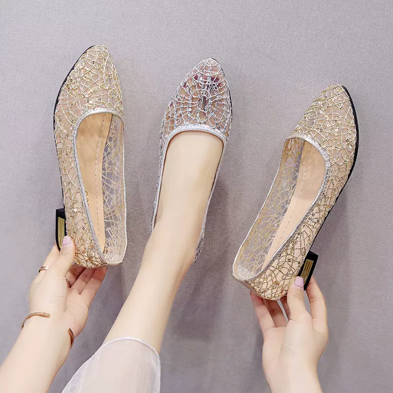 夏网布镂空单鞋平底网面透气休闲女鞋一脚蹬平跟韩版板鞋休闲百搭
