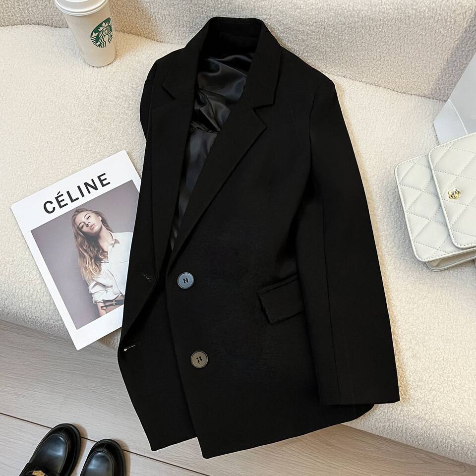 Áo vest nữ dáng ôm cổ vest tay dài phối túi hai nút phong cách công sở — Màu cà phê, đen chi tiết 4