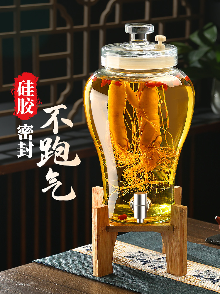 泡酒玻璃瓶密封带龙头专用酒瓶10斤人参酒坛子酒桶药酒罐