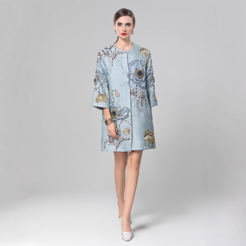 2025 Women's Autumn New Ethnic Style Handmade Beaded Versatile Windbreaker Jacket Round Neck Slimming Top