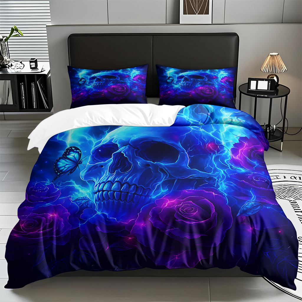 TEMU / JIT transfronterizo hogar cabeza de colcha impresa digital conjunto de edredón abrasivo fuente de ventilación fábrica directa