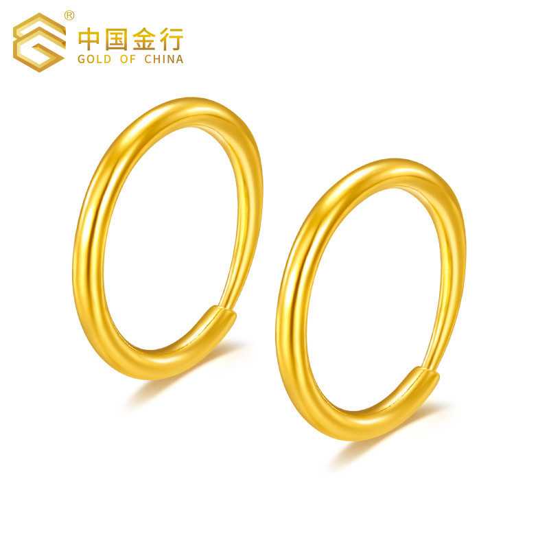 耳钉足金999素圈耳饰简约气质樱花耳环3D硬金送女友礼物女式