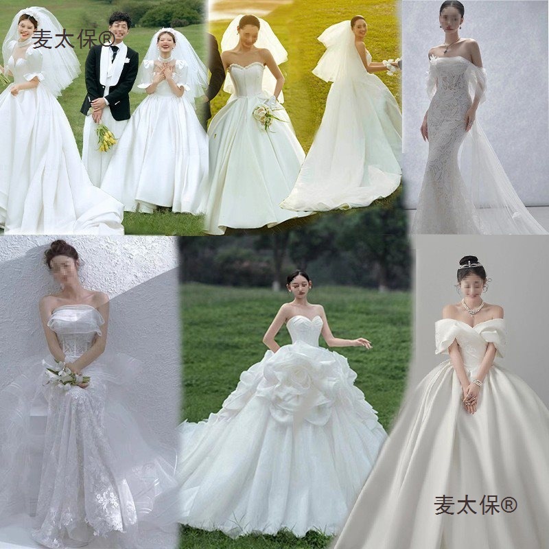 Photo Studio Photography Indoor and Outdoor Wedding Dress Retro Forest Style Korean Style Garden Satin Mesh Tube Top Fishtail Metabo