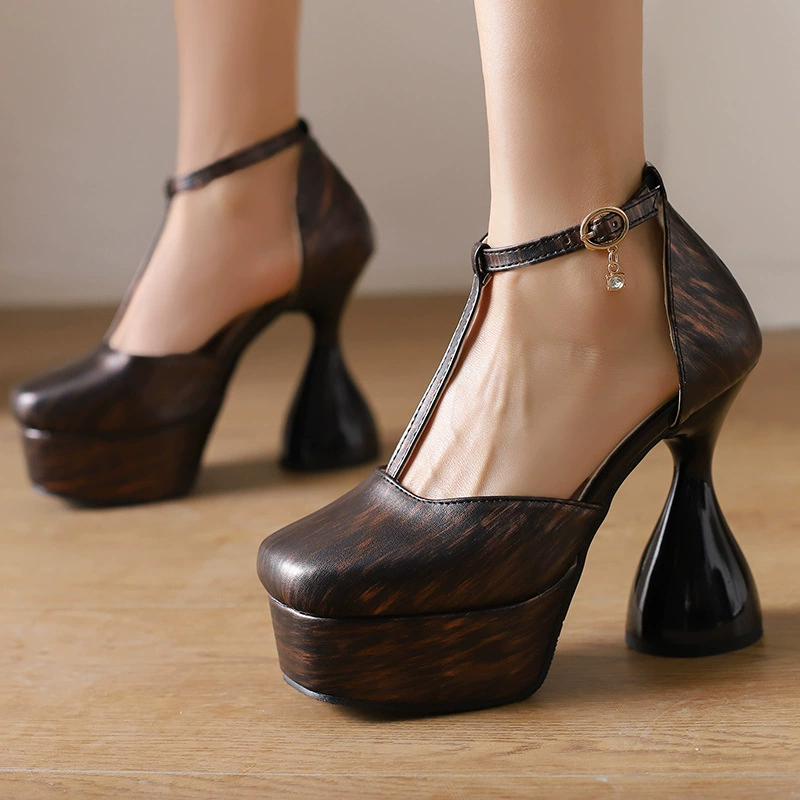 High‑heel shoes, European style, polyurethane upper, sculptural 12 cm heel, 4 cm platform, EU 34–50