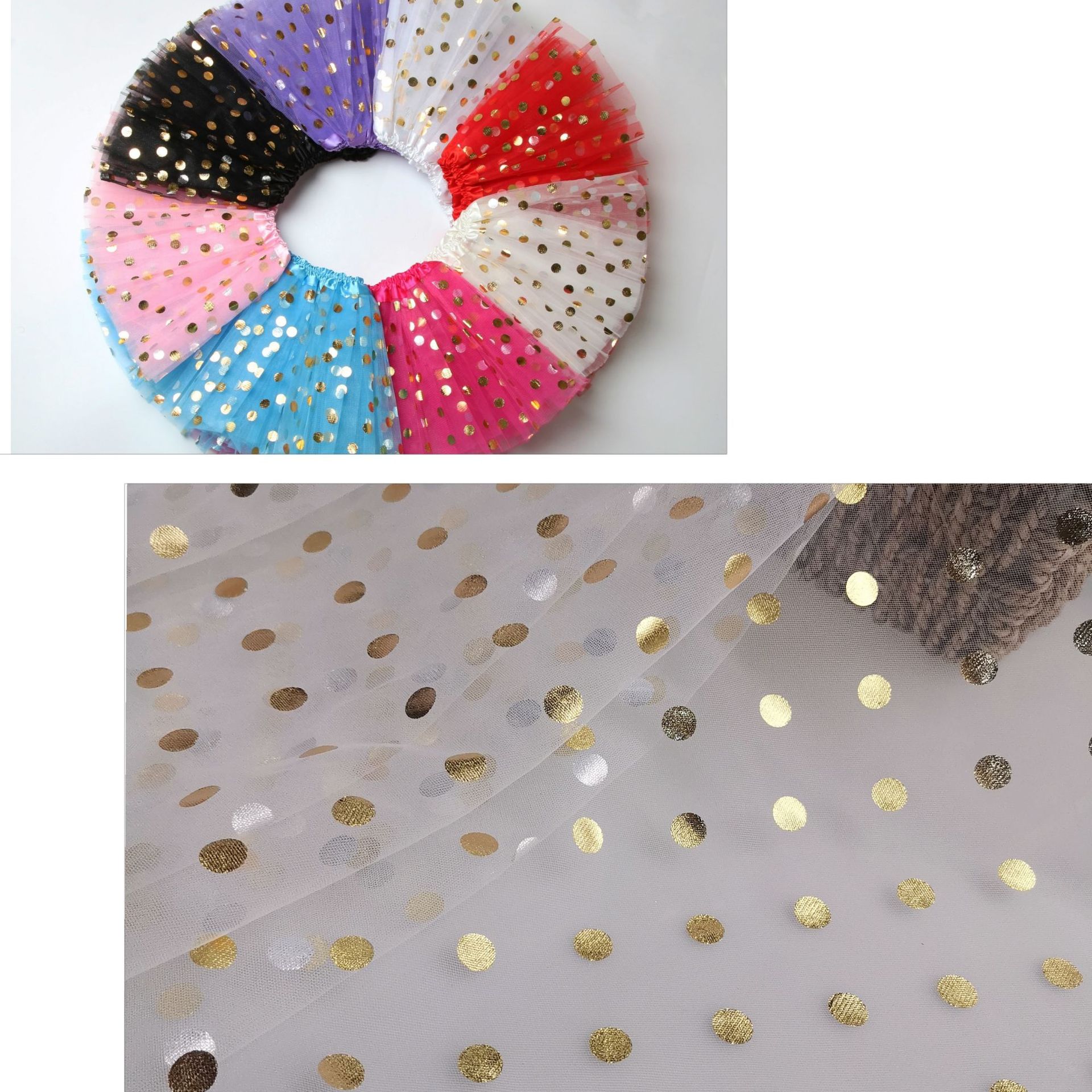 热卖款~小清新锦特密美国网一公分圆点烫金牢固度好 童裙网纱面料