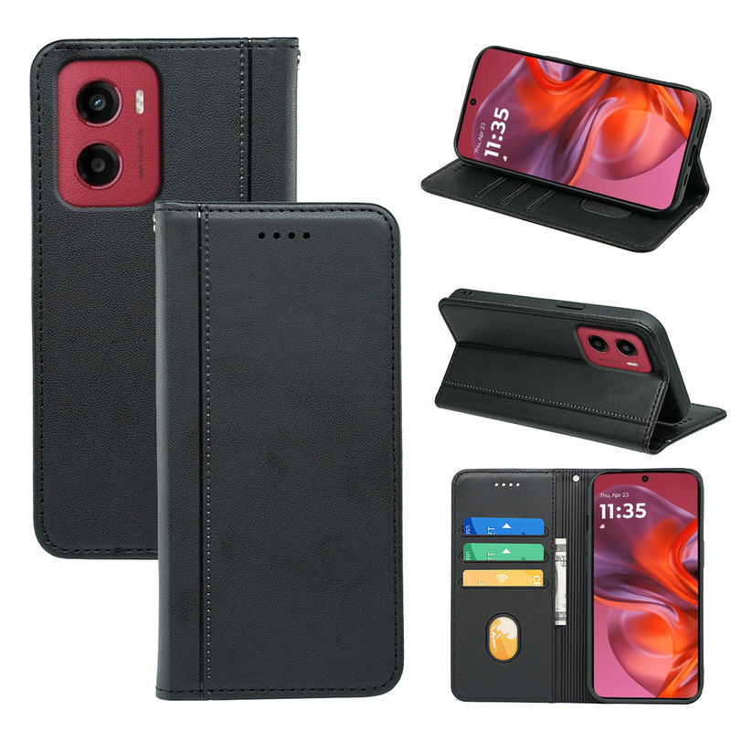 Suitable for Motorola Moto G67 Mobile Phone Case Flip Cover Imitation Leather Texture Strong Magnetic G55 Stand Leather Case Edge 70