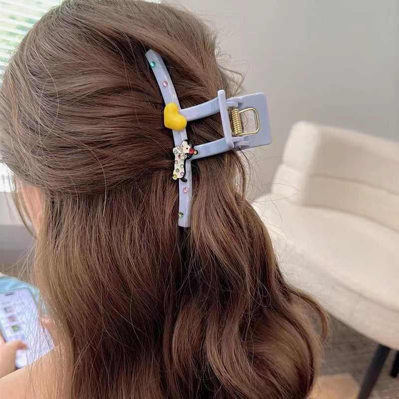 韩系可爱卡通蝴蝶结发夹女后脑勺盘发抓夹大号高级感百搭发卡发饰|undefined