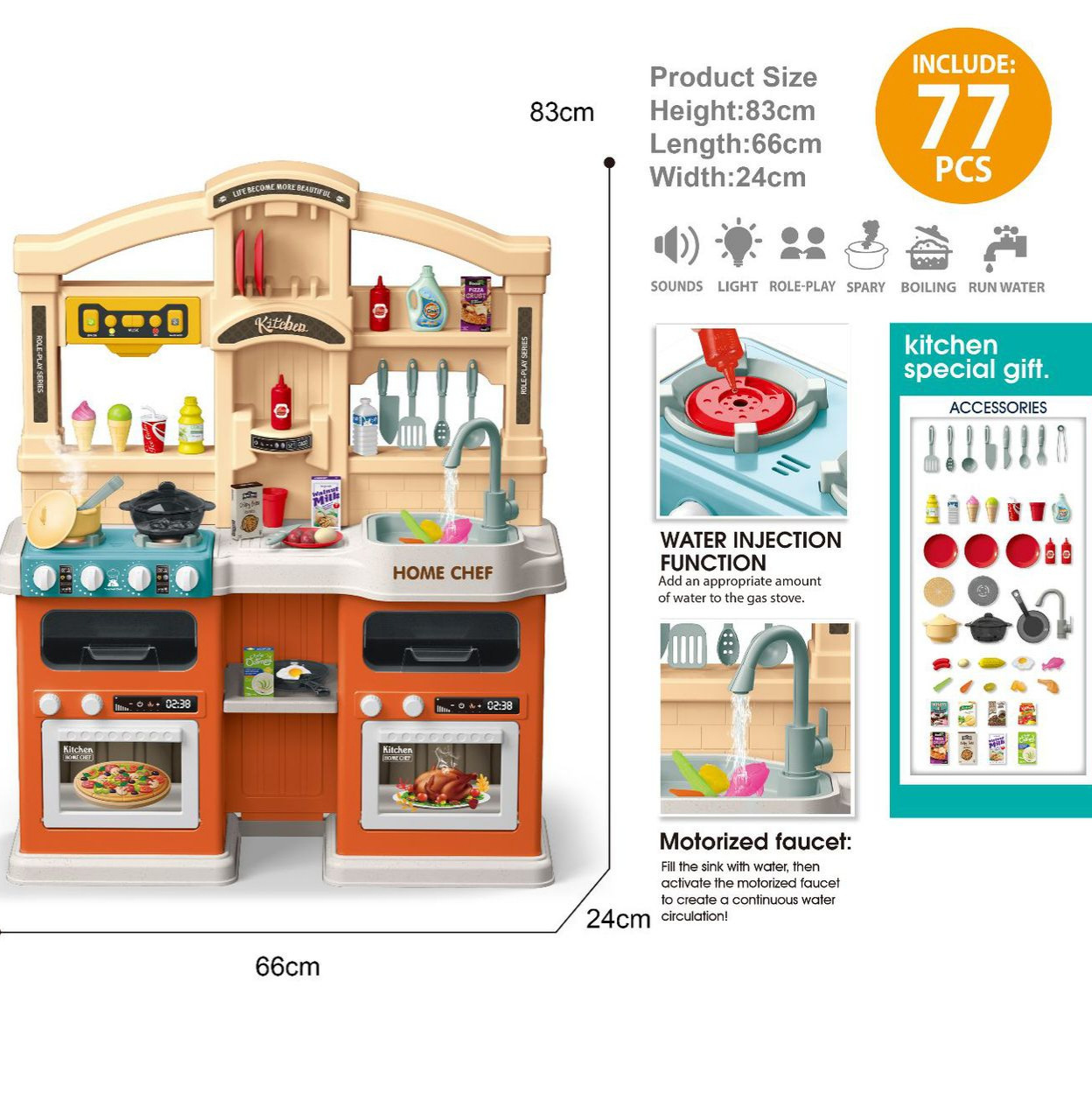 Simulación de pulverización de agua transfronteriza para niños cocina mesa de cubierta de cocina casa mesa de cocina juego de juguetes de cocina