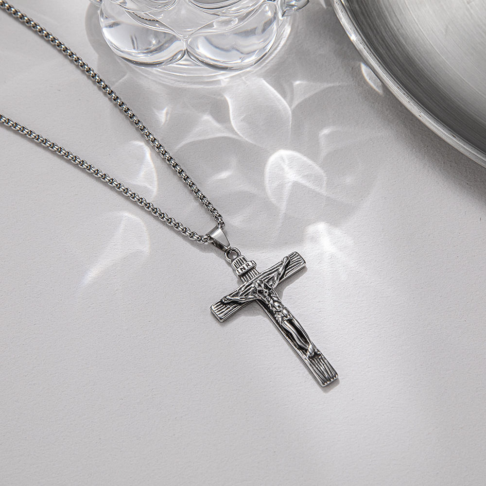 Hip-Hop Cross Titanium Steel Pendant Necklace 1 Piece