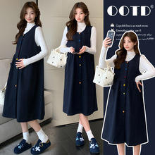 秋冬新款孕妇套装时尚宽松气质减龄百搭无袖开衫孕妇裙