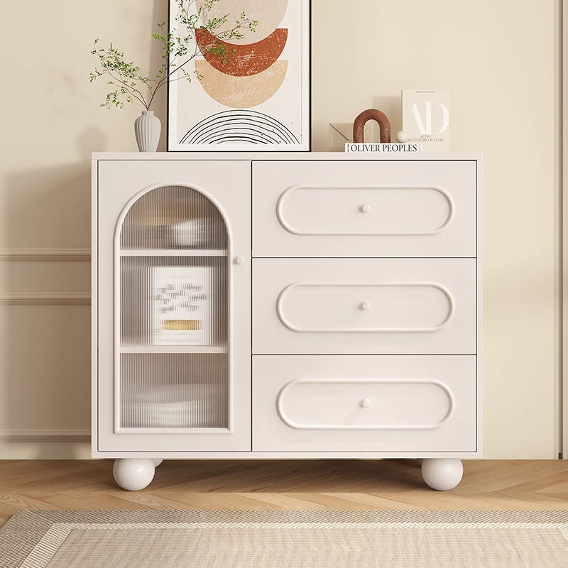 Cream Style Sideboard Modern Minimalist Home Living Room Storage Cabinet Kitchen Storage Cabinet Wall-Mounted Tea Cabinet