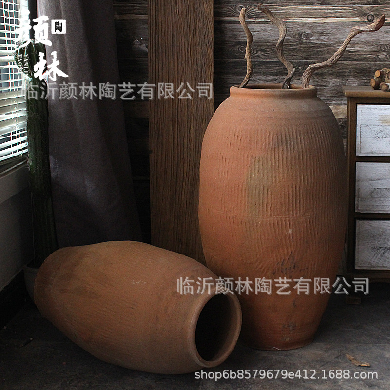 Decoración de cerámica gruesa de Weng Jar hace viejas vasijas de cerámica retro combinación de vasijas de tierra Zen antiguo arte chino viejas vasijas