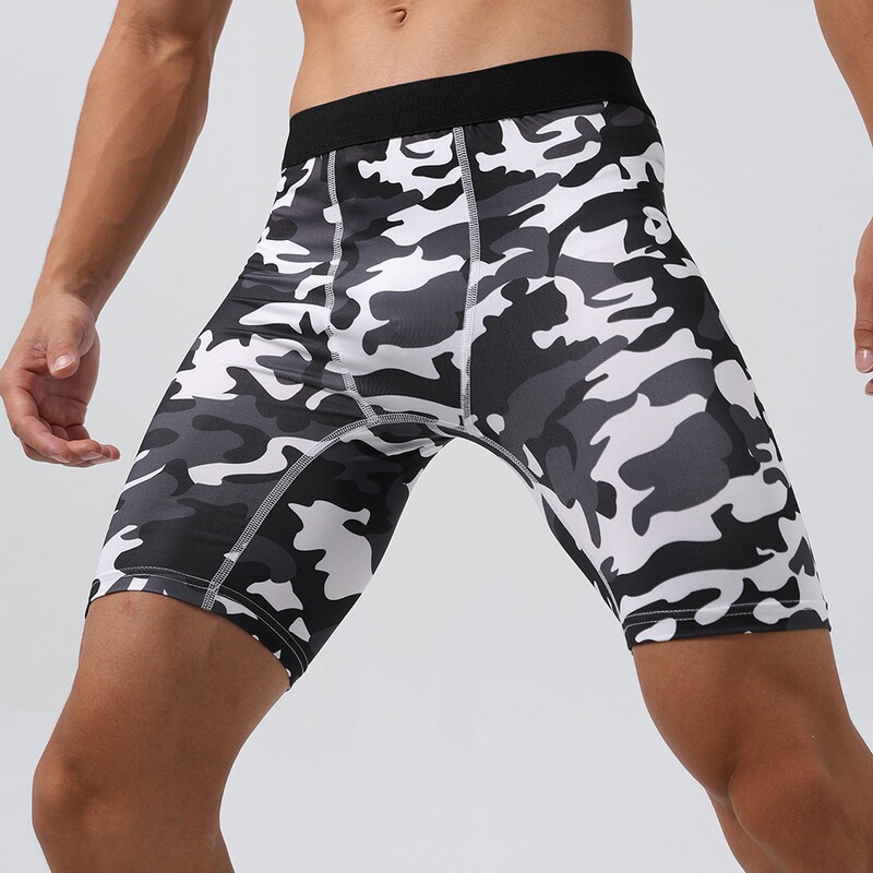 Fitness Tight Shorts Men's Quick-drying Milk Silk Tight Three-part Pants Breathable Hip-lifting Running Fitness Three-part Pants