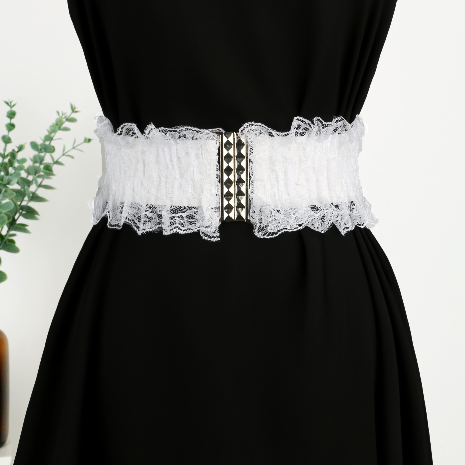 Elastische kanten tailleband voor damesjurk_voghion.com