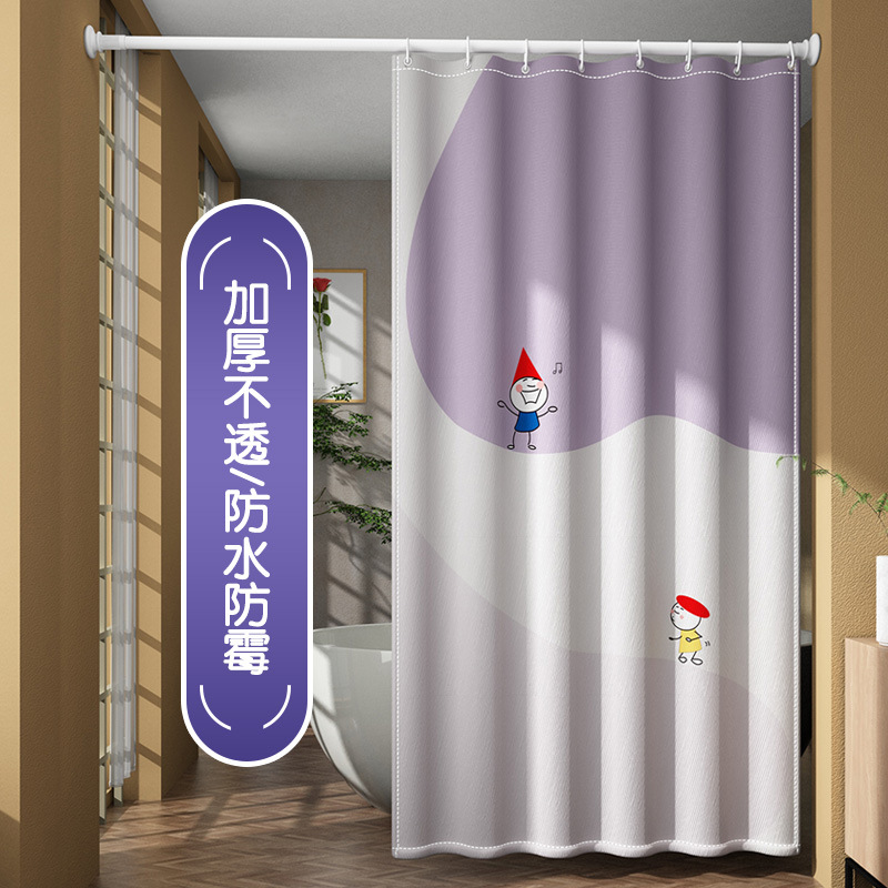 Cortina de ducha poliéster Amazon popular Impresión digital baño húmedo y seco partición impermeable