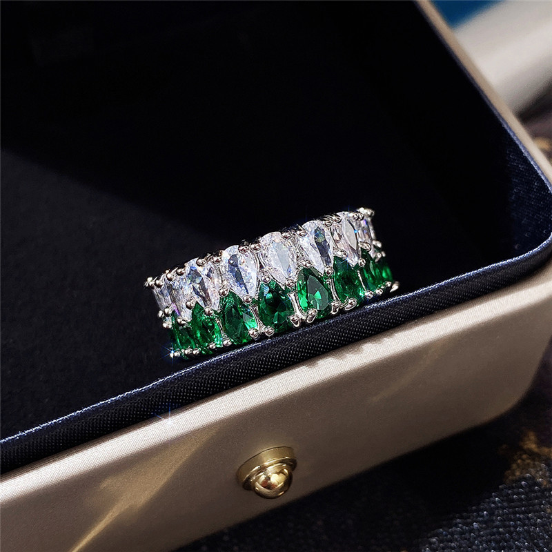 Luxurious Double Row Zircon Ring With Full Diamond Detail For Women_voghion.com