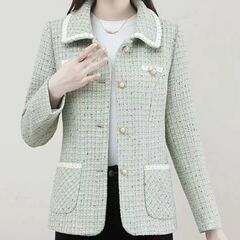 春の新型ファッションのお母さんの服の小さい香風のコートのネットの赤い金の女性の春秋はやせているスーツの中年の洋風の上着を現します。