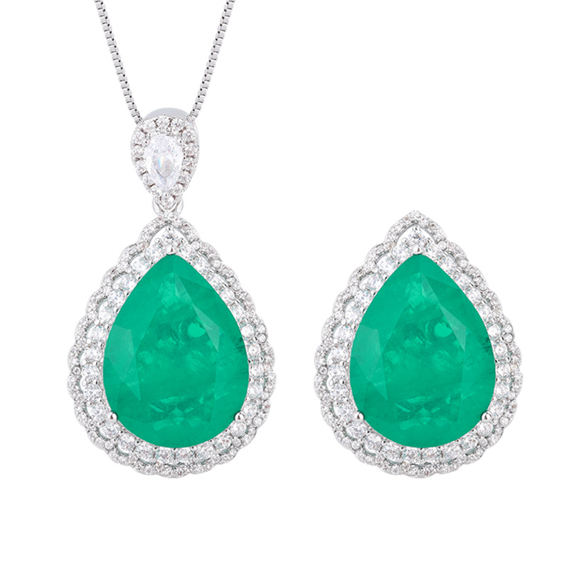 Zhuang Sheng joyas cobre Fondo chapado en oro europeo y americano traje simulación color tesoro gota de agua diamante-incrustado luz lujo temperamento traje 15*20