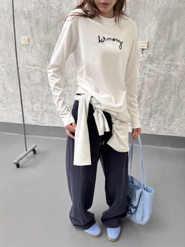2025新款休闲百搭圆领打底衫女宽松秋季上衣女长袖纯色显瘦t恤女|undefined