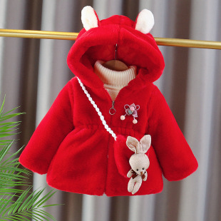 2022 New Thickened Baby Girl Mao Mao Jacket Cartoon Pendant Girl's Woolen Sweater Children's Wear Winter Foreign Trade