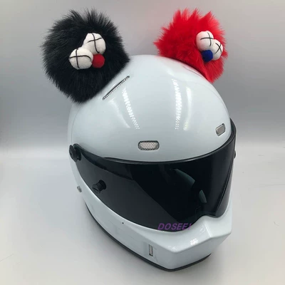 Doseei Personalized Cat Ear Helmet Motosiklet dəbilqələri - one-size-fits-all-funny-ball-blackred-without-helmet