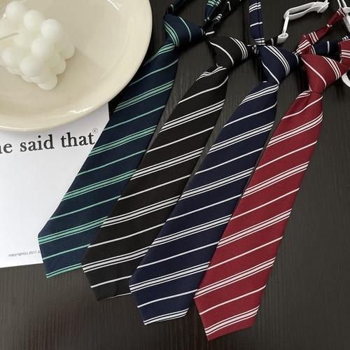 Black Tie JK/DK College Style Shirt Accessory Japanese School Uniform Striped Red Lazy No Tying School Provided Tie