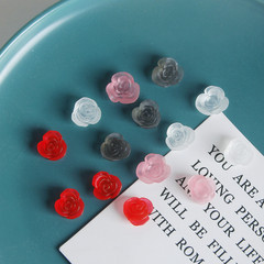 霧面磨砂茶玫瑰花苞朵樹脂貼片DIY手作飾品耳環耳釘配件材料