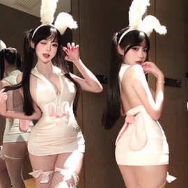 性感情趣内衣二次元纯欲露背包臀兔女郎连帽衫免脱制服套装1331