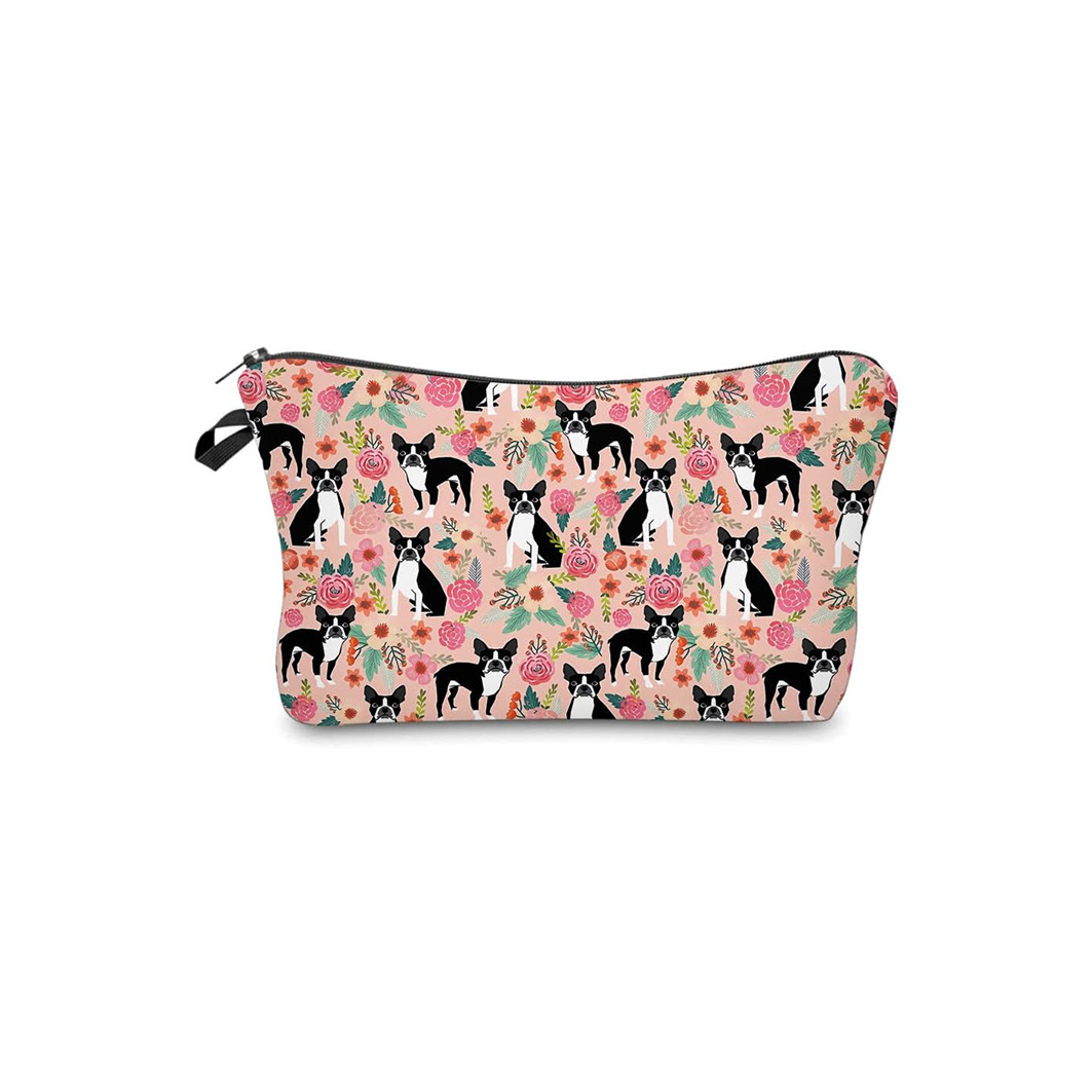 Transfronterizo Amazon nuevo animal flor lino bolsa de maquillaje bolsa de almacenamiento lino bolsa de cremallera impermeable