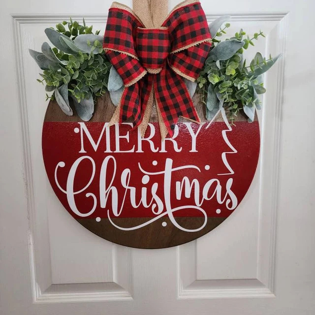 Weihnachten holz tür hängen anhänger Weihnachten front tür hof tor hintergrund wand dekoration anhänger_voghion.com