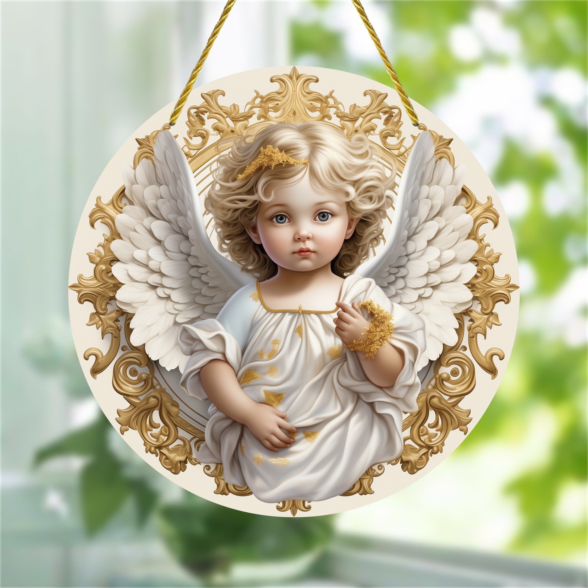 Decoración creativa transfronteriza acrílica disco plano colgar princesa de cuento de hadas belleza figura de captura de sol ventana decoración porche
