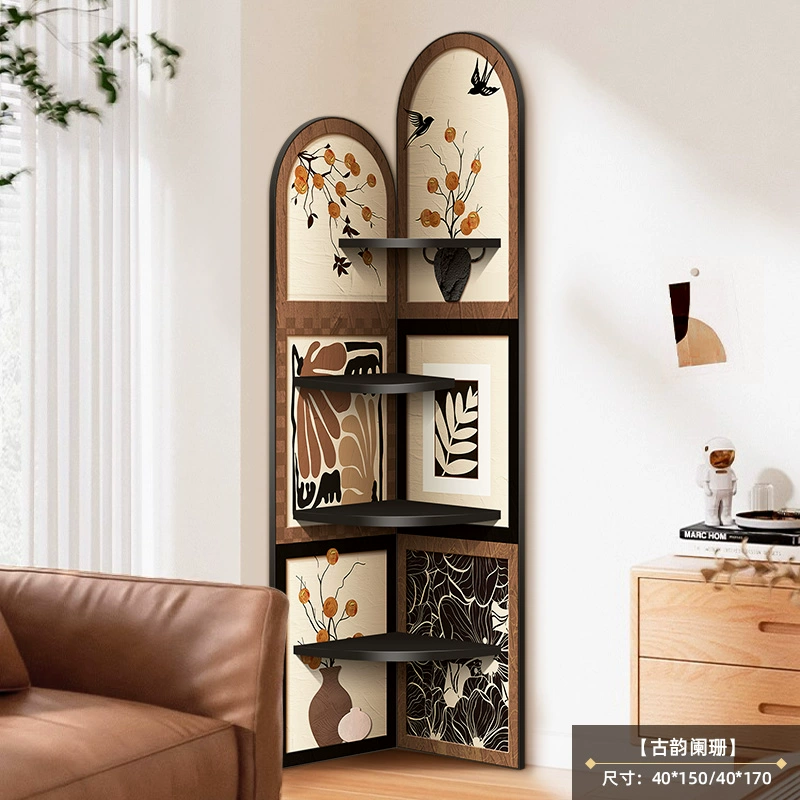 Религиозная? Medieval style floor-standing ornaments living room TV cabinet wall corner cabinet retro storage rack multi-layer triangle cabinet
