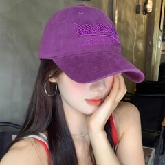 美式复古字母刺绣棒球帽女新款显白显脸小宽帽檐加大加深鸭舌帽子