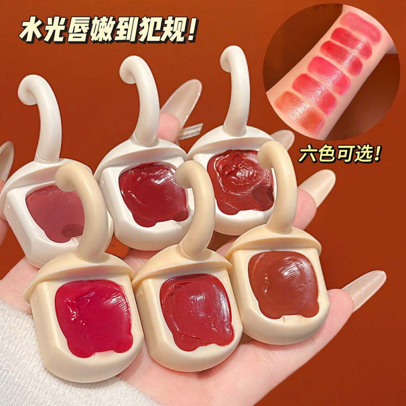 LUCKGO leche naranja gatos labios congelados agua espejo de maquillaje para cubrir las marcas de los labios no es fácil de descolorar lápiz labial maquillaje al por mayor image 3