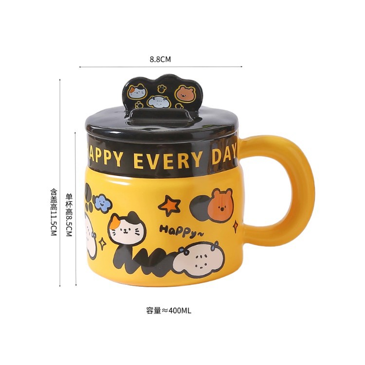 Graffiti de dibujos animados taza de cerámica con soporte de teléfono celular taza de desayuno de oficina de chicas taza de regalo de cumpleaños taza de agua