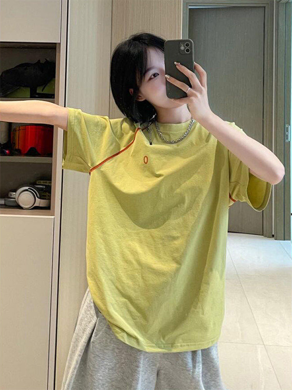 Top-stitched quick-drying sports short-sleeved men's and women's…