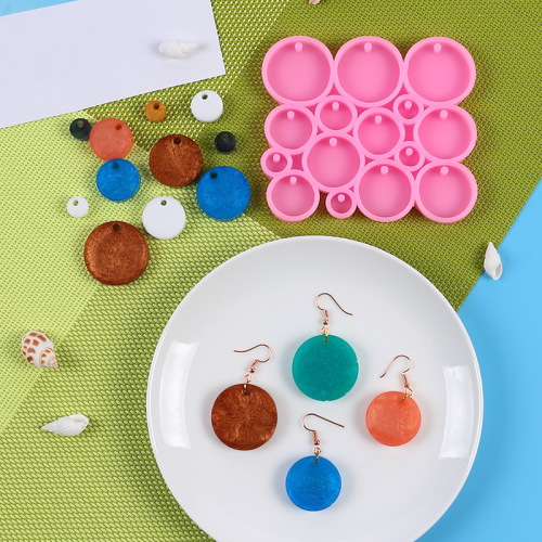 Large and small round earrings, earrings, pendants, silicone molds, butterfly handmade DIY resin mold jewelry, love cross-border hairpins