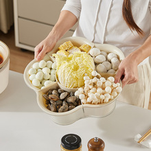 火锅盘盘子分格蔬菜拼盘可旋转沥水篮洗菜篮家用收纳篮厨房配毫堂