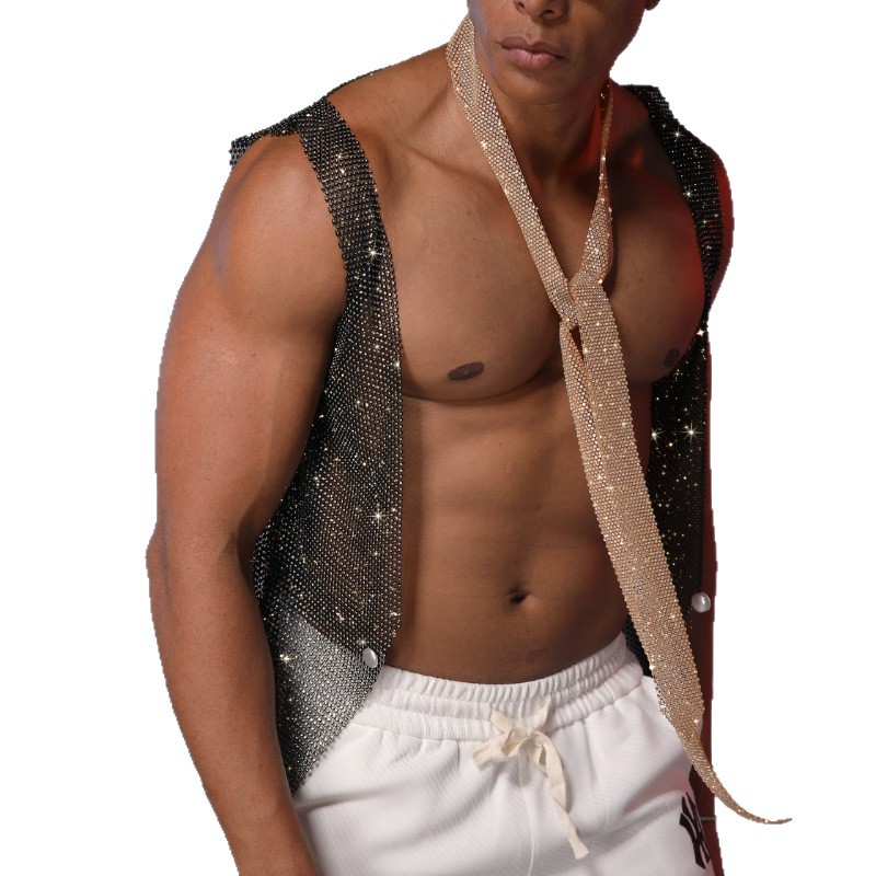Cravatta uomo con strass, accessorio elegante per feste_voghion.com