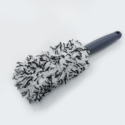 Microfiber cleaning long handle tire brush plush tire brush wheel brush car wash beauty supplies wholesale (Car cleaning tools) - black-and-white-plush-brush-length-30cm
