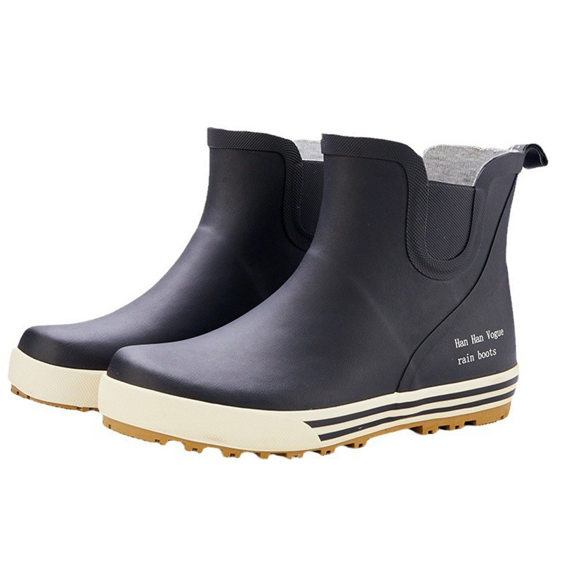 크로스 국경 뜨거운 판매 봄과 여름 짧은 튜브 남성용 장화 학생을위한 경량 패션 고무 낮은 튜브 방수 플러스 사이즈 장화 여성용