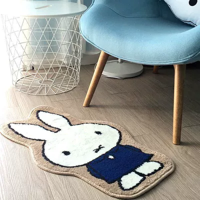 Korea Miyazaki Animation Surrounding Totoro: Avtomobil döşəmə paspasları - dark-blue-miffy-rabbit-special-shape-4575cm-imitation-cashmere-material