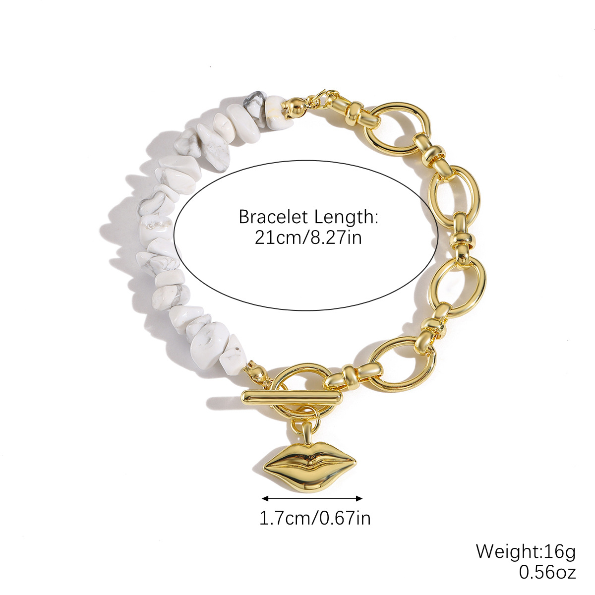 S2504-10 골든 립 자갈 팔찌