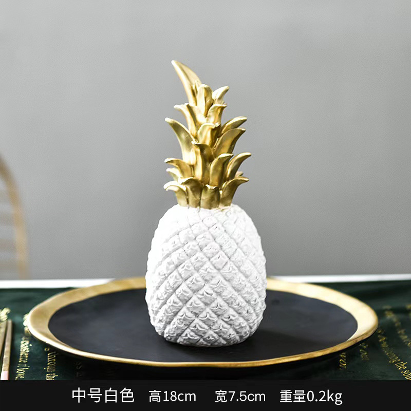Figura de piña dorada de resina, estilo nórdico, decoración