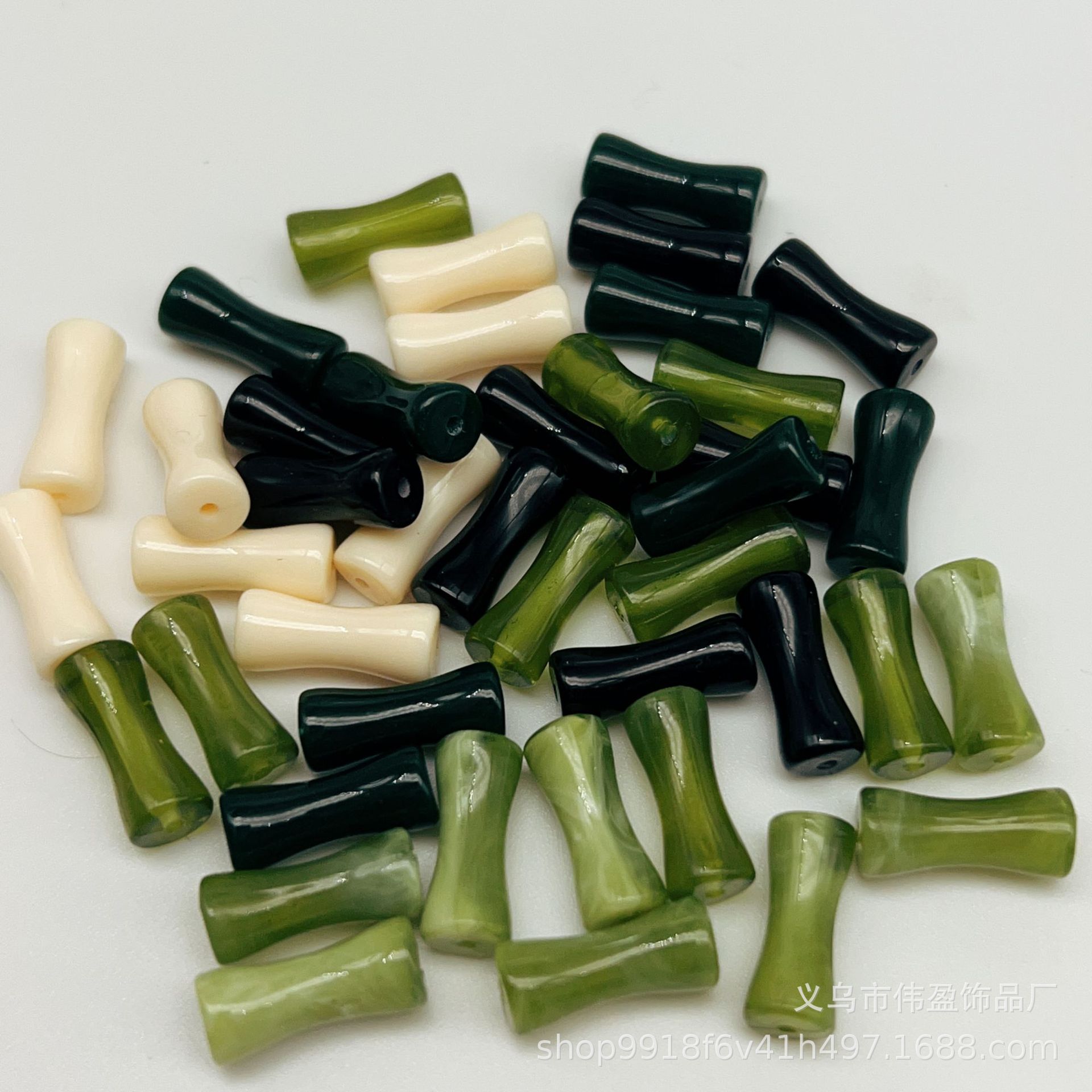 国潮新中式复古竹节直孔亚克力散珠百搭树脂竹节DIY手链项链配件