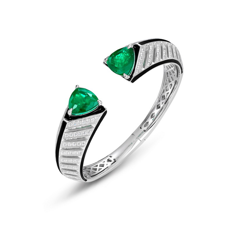 Exquisito calor transfronterizo cultivo de alta gama pulsera del tesoro de color S925 plata Europa y América retro abuela verde pulsera apertura