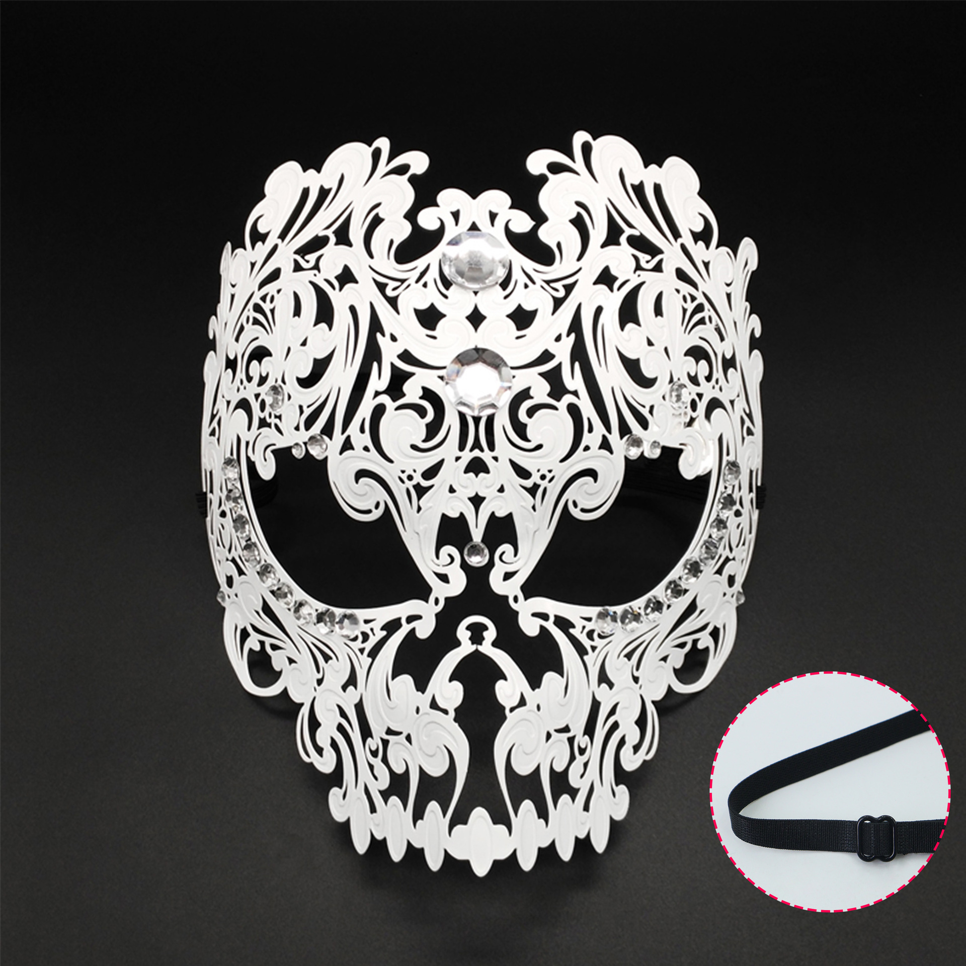 Transfronterizos para máscaras de diamantes de hierro forjado, máscaras de perforación de punto para hombres, máscaras de baile de maquillaje para adultos, máscaras de metal de carnaval