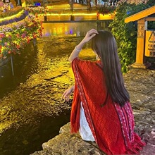 超大红色丝巾披肩女外搭2026新款夏季沙漠旅游围巾防风沙防晒纱巾