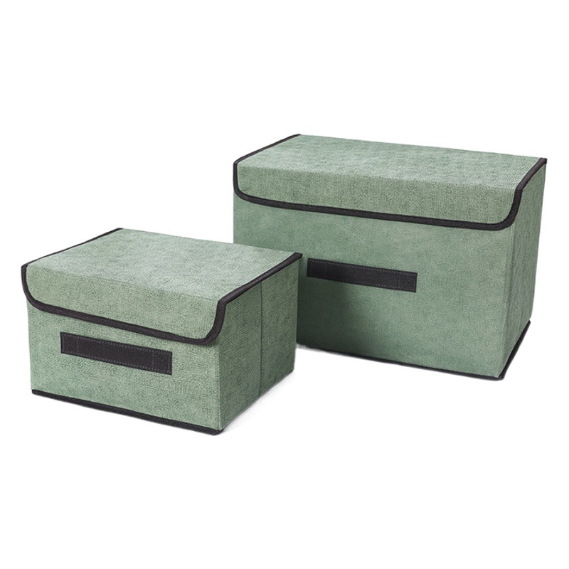 Tela no tejida caja de almacenamiento de escritorio plegable hogar a prueba de polvo caja de almacenamiento de dos piezas caja de almacenamiento de organización de ropa